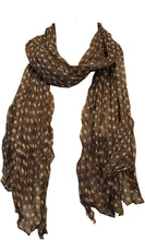 Load image into Gallery viewer, Pamper Yourself Now Brown with White Small Spots Design Long Scarf