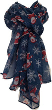 Load image into Gallery viewer, Pamper Yourself Now Blue Father Christmas Ladies Scarf