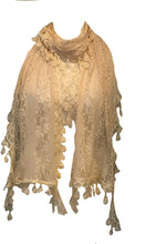 Load image into Gallery viewer, Cream leaf lace scarf