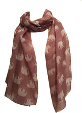 Load image into Gallery viewer, Pink with white elephant scarf