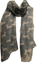 Load image into Gallery viewer, Green with white dachshund scarf