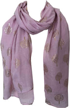 Load image into Gallery viewer, Pamper Yourself Now Pink with Gold Foiled Mulberry Tree Design Ladies Scarf/wrap. Great Present for Mum, Sister, Girlfriend or Wife.