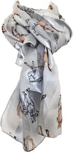Load image into Gallery viewer, Pamper Yourself Now Light Grey Running Horse Shiny Thin Pretty Scarf