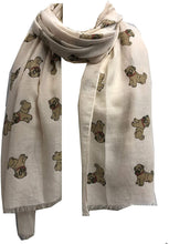 Load image into Gallery viewer, Cute pug dogs, Long Scarf with frayed edge for women.
