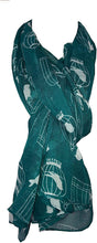 Load image into Gallery viewer, Pamper Yourself Now Green with White Bird cage and Bird Design Scarf Lovely Soft Scarf Fantastic Gift
