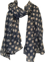 Load image into Gallery viewer, Pamper Yourself Now Blue with White Big spot Scarf/wrap