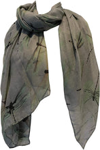 Load image into Gallery viewer, Pamper Yourself Now Grey with Coloured Big Dragonfly Design Scarf Lovely Soft Scarf Fantastic Gift