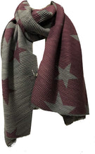 Load image into Gallery viewer, Purple and grey star blanket scarf