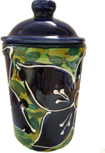 Load image into Gallery viewer, Blue Poinsettia Design Garlic Keeper Pot (14)