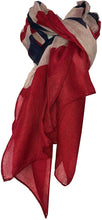 Load image into Gallery viewer, White with red and Blue Union Jack Design Big Scarf Great for Any Outfit Lovely Gift