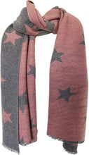 Load image into Gallery viewer, Pink and grey star blanket scarf