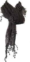 Load image into Gallery viewer, Pamper Yourself Now Dark Grey Small Flower lace Triangle Scarf. a Lovely Fashion Item. Fantastic Gift