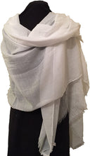 Load image into Gallery viewer, Pamper Yourself Now White Plain Soft Long Scarf/wrap with Frayed Edge