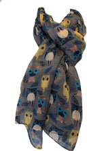 Load image into Gallery viewer, Pamper Yourself Now Grey Big Eye Owls Design Pretty Scarf, Long Soft Ladies Fashion London