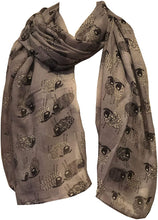Load image into Gallery viewer, Pamper Yourself Now Grey Sketched Sheep Design Long Scarf, Soft Ladies Fashion London