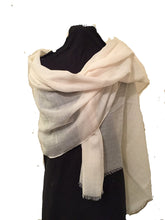 Load image into Gallery viewer, Pamper Yourself Now Cream Plain Soft Long Scarf/wrap with Frayed Edge