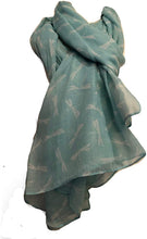 Load image into Gallery viewer, Pamper Yourself Now Ladies Scarf Aqua with White Dragonfly Fashion Long Soft wrap/Sarong