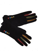 Load image into Gallery viewer, G1501 plain black ladies Gloves with a splash of colour between the fingers
