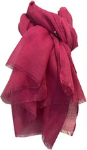 Load image into Gallery viewer, Pamper Yourself Now Fuchsia Pink Plain Soft Long Scarf/wrap with Frayed Edge