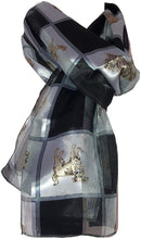 Load image into Gallery viewer, Pamper Yourself Now Black Dog Scarf with a Square Design and Different Dog Breeds