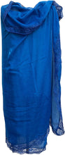 Load image into Gallery viewer, Pamper Yourself Now Royal Blue Plain Long Soft Scarf with lace Trim