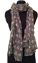 Load image into Gallery viewer, Green Snowman Design Ladies Scarf. Great Christmas Scarf/wrap Lovely Present.