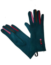 Load image into Gallery viewer, G1925 Plain teal ladies Gloves with a splash of colour between the fingers