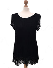 Load image into Gallery viewer, Pamper Yourself Now ltd Ladies Black Crochet lace Short Sleeve top.Made in Italy (AA18)