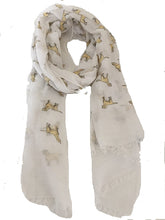 Load image into Gallery viewer, Pamper Yourself Now White Labrador Design 2 Long Scarf with Frayed Edge