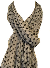 Load image into Gallery viewer, Pamper Yourself Now White with Black Small Spots Design Long Scarf