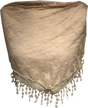 Load image into Gallery viewer, Pamper Yourself Now Beige with Beige Star lace Trimmed Triangle Scarf