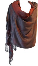 Load image into Gallery viewer, Orange and grey mulberry tree pashmina