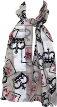 Load image into Gallery viewer, cream with black crown and union jack scarf