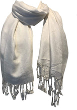 Load image into Gallery viewer, Plain White Pashmina Style Scarf/wrap.