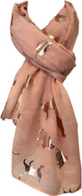Load image into Gallery viewer, Pink with gold foiled cats long soft scarf