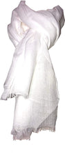 Load image into Gallery viewer, Pamper Yourself Now White Plain Soft Long Scarf/wrap with Frayed Edge