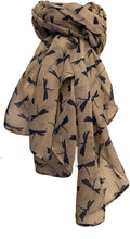 Load image into Gallery viewer, Pamper Yourself Now Ladies Scarf Beige with Blue Dragonfly Fashion Long Soft wrap/Sarong