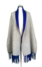 Load image into Gallery viewer, Pamper Yourself Now ltd Ladies Very Stylist Royal Blue and Grey Warm and Cosy Reversible wrap/Cape