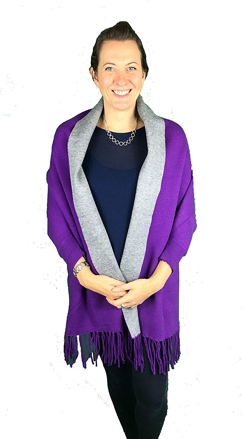 Pamper Yourself Now ltd Ladies Very Stylist Purple and Grey Warm and Cosy Reversible wrap/Cape