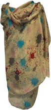 Load image into Gallery viewer, Pamper Yourself Now Beige with Multi Coloured Splashes Scarf/wrap