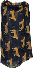 Load image into Gallery viewer, Navy cheetah long soft ladies scarf/wrap. Great present for mum, sister, girlfriend or wife.