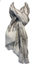 Load image into Gallery viewer, Cream with beige cactus scarf with frayed edge long soft scarf