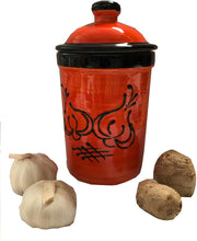 Load image into Gallery viewer, Orange Pot with Black Garlic Motif Garlic Keeper Pot (5)