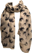 Load image into Gallery viewer, Cream/white with navy elephant scarf