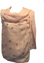 Load image into Gallery viewer, Pamper Yourself Now Baby Pink with Silver Bumble Bees Long Scarf. Great Present/Gift for bee Lovers.