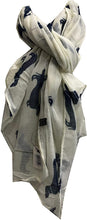 Load image into Gallery viewer, Pamper Yourself Now Sausage/dachshund dogs long Scarf, great present/gift for dog lovers. (Cream with Blue sausage dogs)