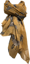 Load image into Gallery viewer, Pamper Yourself Now Dark Beige Zebra Animal Print Large Scarf, wrap or Shawl.