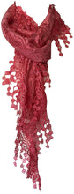 Load image into Gallery viewer, Pamper Yourself Now Pink Roses Designs lace Triangle Scarf. a Lovely Fashion Item. Fantastic Gift