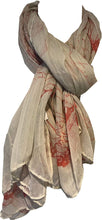 Load image into Gallery viewer, Cream with Peach Eagle and Skull Design Scarf/wrap.