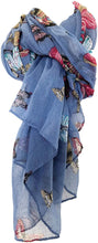Load image into Gallery viewer, Pamper Yourself Now Blue Scarf with Big and Small Butterflies